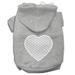 Mirage Pet 62-153 XSGY Chevron Heart Screen Print Dog Pet Hoodies - Grey Extra Small