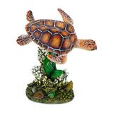 Penn Plax RR1104 3 x 3.5 in. Sea Turtle & Coral Aquarium Decoration Ornament