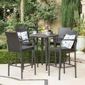 Pismo Outdoor 5 Piece Wicker 32.5 Inch Round Bar Table Set Multibrown