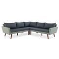 Alaterre Albany 3 Pc Outdoor Patio Sectional Set Light Gray/Brown Wicker with Cushions