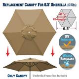 Sunrise Replacement Umbrella Canopy Cover for 6.5 6 Ribs Outdoor Patio Market Umbrella Canopy Only (Tan)