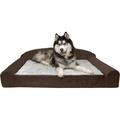 FurHaven | Orthopedic Faux Fur & Suede Luxury Edition Sofa Pet Bed for Dogs & Cats French Roast Jumbo