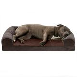 FurHaven Pet Products Faux Fleece & Chenille Orthopedic Sofa Pet Bed for Dogs & Cats - Coffee Large