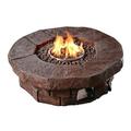Teamson Home Firepit Outdoor Gas Fire Pit Resin With Lava Rock & Cover HF11802AA