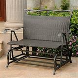 International Caravan Valencia Resin Wicker/Steel Double Glider-Color:Antique Black