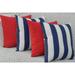 RSH DÃ©cor Indoor Outdoor Set of 4 Pillows 17 x 17 Solid Red and Navy Blue & White Stripe