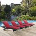 Modway Convene Chaise Outdoor Patio Set of 4 in Espresso Red