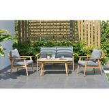 Amazonia Charleroi Teak 4 Pieces Patio Deep Seating Set Deluxe With Olefin Cushions Seating Capacity: 4