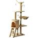 Pawhut 52 Plush Sturdy Interactive Cat Condo Tower Scratching Post Activity Tree House Beige