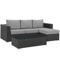 Modern Contemporary Urban Design Outdoor Patio Balcony Garden Furniture Lounge Sectional Sofa Set Sunbrella Rattan Wicker Grey Gray