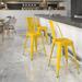 Emma + Oliver Commercial Grade 24 H Yellow Metal Indoor-Outdoor Counter Height Stool w/ Back