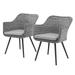 Modern Contemporary Urban Design Outdoor Patio Balcony Garden Furniture Lounge Chair Armchair Set of Two Rattan Wicker Grey Gray