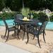 Carrie Outdoor 5 Piece Aluminum Dining Set with Expandable Dining Table Black Sand