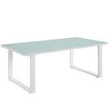 Modern Urban Contemporary Outdoor Patio Coffee Table White Steel Glass