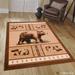 Brown Nature Wildlife Outdoor Cabin Bear with Fish Area Rug (3 9 x 5 1 )