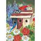 Patriotic Gathering Spring Garden Flag Birdhouse Floral Cardinal 12.5 x 18