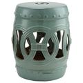 Outsunny 14 x 17 Ceramic Garden Stool w/ Knotted Ring Design Blue