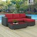 Modway Sojourn 3 Piece Outdoor Patio SunbrellaÂ® Sectional Set in Canvas Red