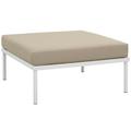 Harmony Outdoor Patio Aluminum Ottoman White Beige