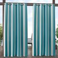 Exclusive Home Canopy Stripe Indoor/Outdoor Grommet Top Curtain Panel Pair 54 x96 Teal / White