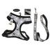 Grey & Black Reflective Pawprint Matching Dog Harness & Lead Sets Night Safety (Small - 12 to 17 inch)