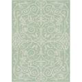 Couristan 5.8 x 9.1 Green and Ivory Traditional Rectangular Outdoor Area Throw Rug