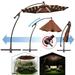 9 ft Cantilever Solar Powered LED Light Patio Offset Hanging Umbrella Outdoor Garden Brown