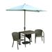 Blue Star Group Terrace Mates Daniella All-Weather Wicker Coffee Color Table Set w/ 7.5 -Wide OFF-THE-WALL BRELLA - Natural Sunbrella Canopy