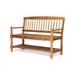 GDF Studio Kuhn Indoor/Outdoor Acacia Wood Bench with Shelf Teak