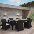 Modway Junction 7 Piece Outdoor Patio Dining Set in Brown White
