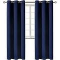 2-panels K68 navy blue color 100 % blackout thermal light blocking drapes for sliding patio window curtain top grommets noise reducing 37 wide X 84 length each panel