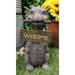 Bienvenidos Welcome Sign Dragon Garden Greeter Bobblehead Statue Faux Stone