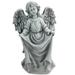 16.5 Stone Gray Angel Decorative Outdoor Garden Bird Feeder Statue