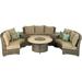 Patio Resort Lifestyles Bermuda Canvas Heather Beige Platinum Circular Sofa Set - 6 Piece