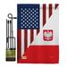 Breeze Decor BD-FS-GS-108379-IP-BO-D-US15-BD 13 x 18.5 in. US Polish Friendship Flags of the World Impressions Decorative Vertical Double Sided Garden Flag Set with Banner Pole