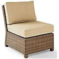 Crosley Furniture Bradenton Fabric Armless Patio Chair in Brown and Sand