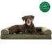 FurHaven Pet Products Faux Fur & Velvet Orthopedic Sofa Pet Bed for Dogs & Cats - Dark Sage Large