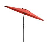 CorLiving 10 Foot Wind Resistant Patio Umbrella Outdoor Parasol with Crank Tilt Round Market Umbrella for Patio Umbrella with Crank Tilt Umbrella Outdoor Umbrella Crimson Red