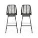 Dimitri Outdoor Wicker Barstools Set of 2 Gray and Black