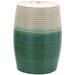 Handmade Beige and Green Ribbed Porcelain Garden Stool (China)