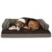 FurHaven Pet Products Plush & Decor Comfy Couch Cooling Gel Top Short Sided Sofa Pet Bed for Dogs & Cats - Diamond Brown Large