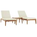 Modway Northlake 3 Piece Outdoor Patio Premium Grade A Teak Wood Set in Natural White