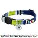 Pawtitas Pet Multicolor Cat Collar Safety Buckle Removable Bell Cat Collar Kitten Collar Green / White / Blue Cat Collar