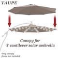 Strong Camel 9ft- 8rib Umbrella Top Cover Canopy Patio Replacement Canopy Outdoor (Taupe)