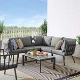 Modway Riverside 6 Piece Outdoor Patio Aluminum Set in Gray Charcoal