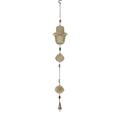 DecMode 32 Brown Mango Wood Hamas Buddha Windchime with Glass Beads and Cone Bell