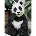 Ebros China Giant Panda Bear Eating Bamboo Statue 8.25 H with Glass Eyes