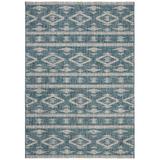 SAFAVIEH Courtyard April Southwestern Indoor/Outdoor Area Rug 6 7 x 9 6 Teal/Grey