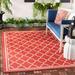 SAFAVIEH Courtyard Alina Geometric Indoor/Outdoor Area Rug 6 7 x 6 7 Square Red/Bone