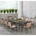Hanover Fontana 9-Piece Outdoor Dining Set with 8 Sling Chairs and a 42-In. x 84-In. Cast-Top Table